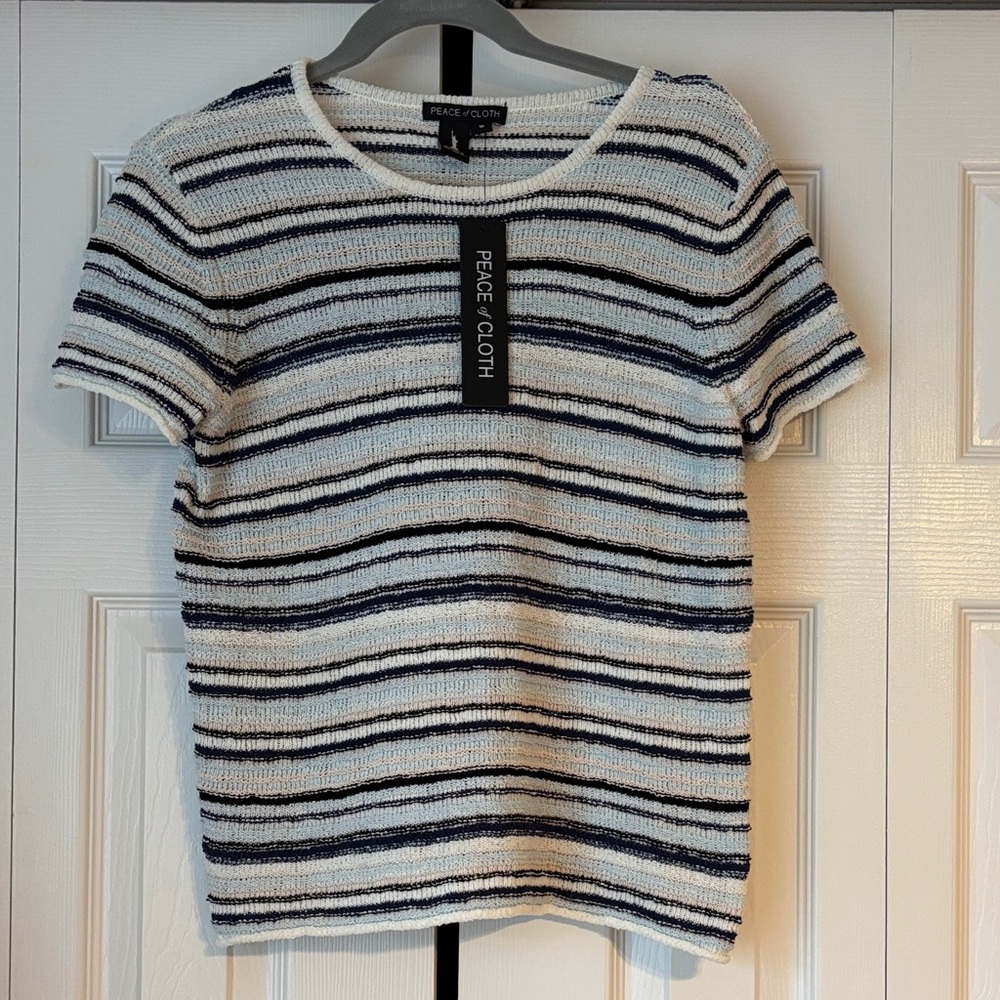 Peace of Cloth by Jamie STRIPED SHORT SLEEVE KNIT CREW-NWT Size Small
